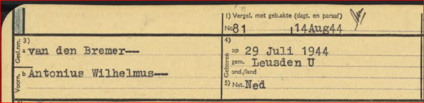 Tussenvoegsel persoonskaart